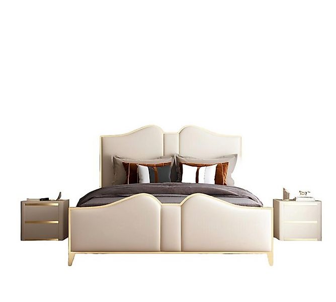 JVmoebel Bett Doppelbett Ehebett Luxur Polsterbett Designbett Leder Betten günstig online kaufen