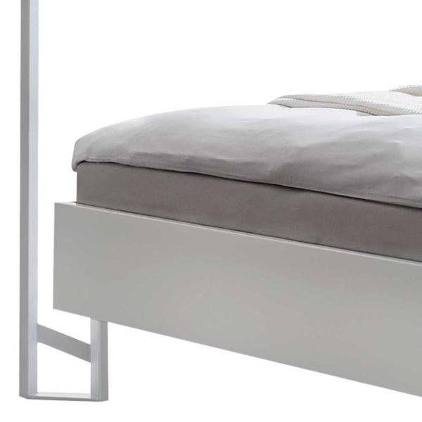 Himmelbett Skandi Stil weiß aus Buche Massivholz Metall günstig online kaufen