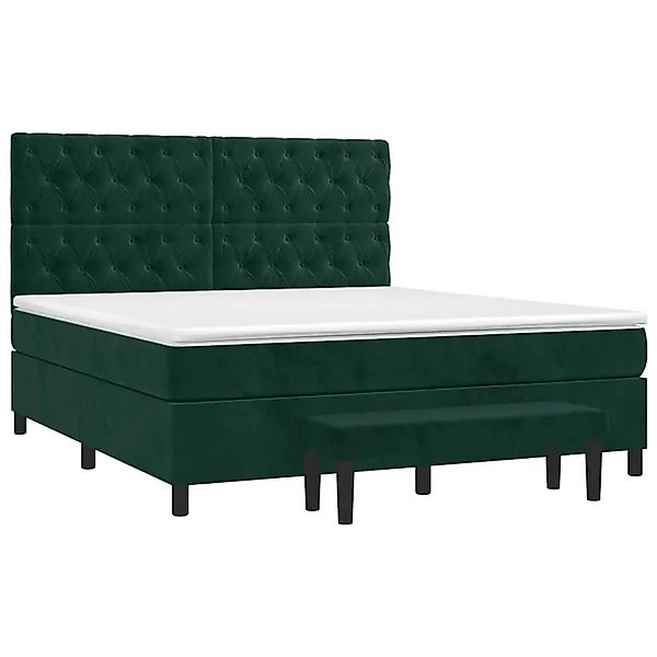 vidaXL Boxspringbett mit Matratze Dunkelgrün 160x200 cm Samt 3138034 günstig online kaufen