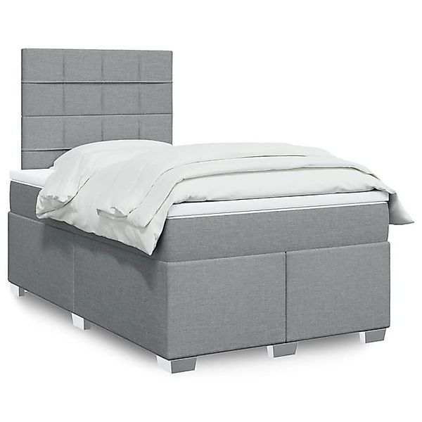 vidaXL Boxspringbett, Boxspringbett mit Matratze Hellgrau 120x190 cm Stoff günstig online kaufen