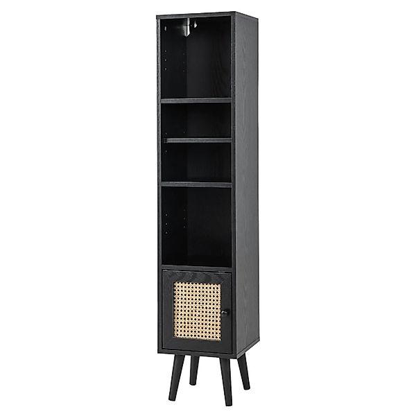 Costway Hochschrank Rattan Schwarz 29,5 x 29,5 x 137 cm 4 Ablagen günstig online kaufen