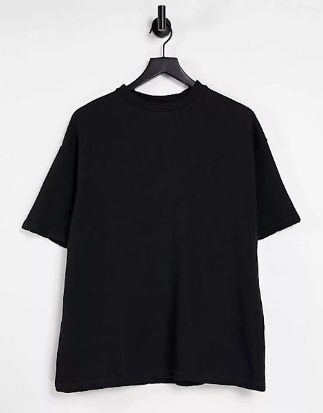 Pull&Bear – T-Shirt aus Sweatshirtstoff in verwaschenem Schwarz, Kombiteil günstig online kaufen