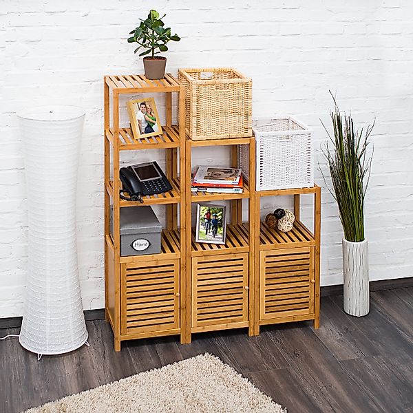 relaxdays Badregal Bambus mit Tür, 3 günstig online kaufen