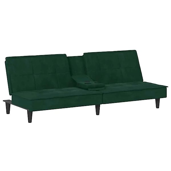 vidaXL Schlafsofa mit Getränkehaltern Dunkelgrün Samt 351922 günstig online kaufen