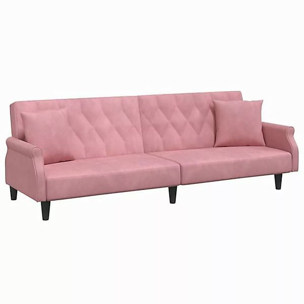 vidaXL Sofa Schlafsofa mit Armlehnen Rosa Samt Schlafcouch Couch Sofa günstig online kaufen