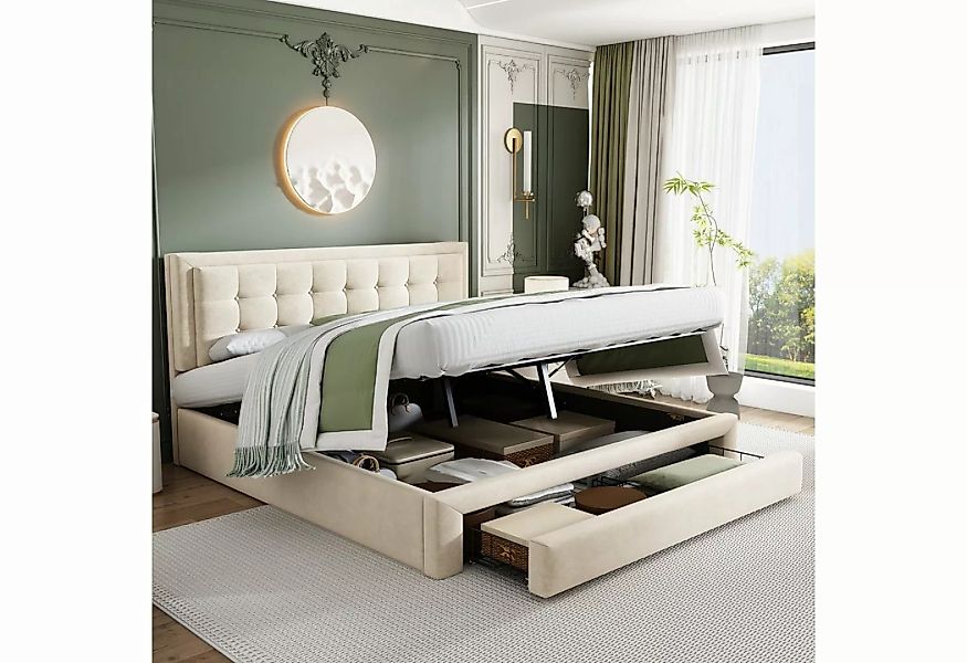 SOFTWEARY Polsterbett mit Lattenrost und Bettkasten (180x200 cm), Doppelbet günstig online kaufen