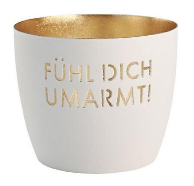Giftcompany Windlicht Windlicht Madras Fühl Dich Umarmt Weiß Gold günstig online kaufen