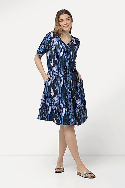 Ulla Popken Jerseykleid Jersey-Midikleid A-Linie V-Ausschnitt günstig online kaufen
