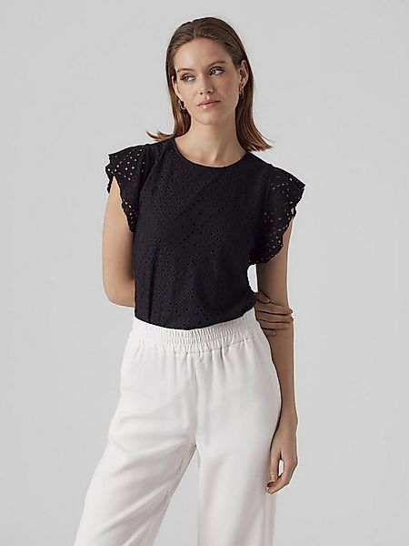 Vero Moda Rundhalsshirt VMTASSA SL FRILL TOP NOOS Materialmix, loose fit günstig online kaufen