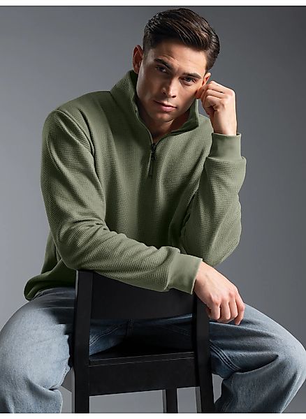 Trigema Sweatshirt "TRIGEMA Troyer in Waffeloptik" günstig online kaufen