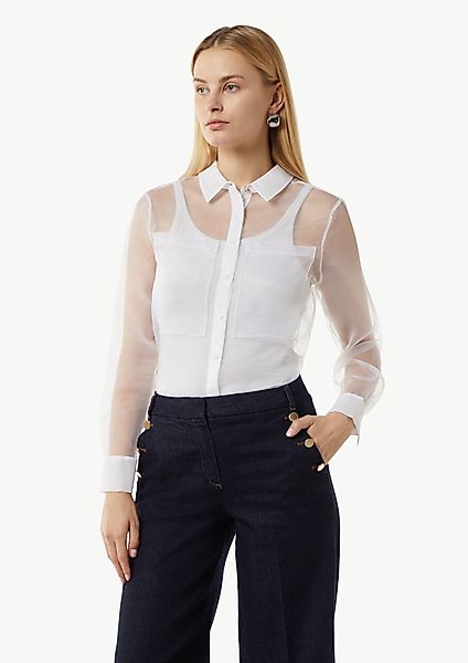 Comma Langarmbluse Transparente Organza-Bluse mit aufgesetzten günstig online kaufen