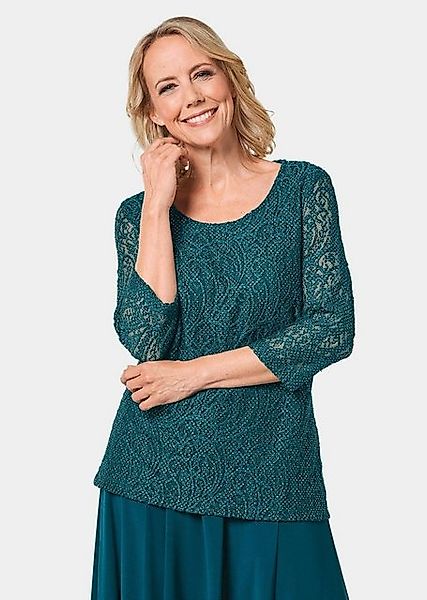 GOLDNER Klassische Bluse Kurzgröße: Spitzenbluse mit zartem Glanz günstig online kaufen