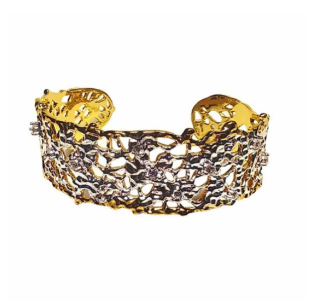 RAIKOU Armband Handgefertigter Armreif aus Bronze mit Zirkonia, Goldfarbene günstig online kaufen