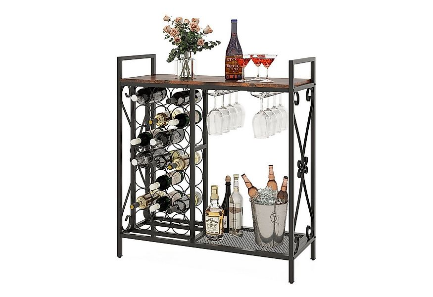 COSTWAY Weinregal, 21 Flaschen, stehend, mit Glashalter & Tischplatte, Meta günstig online kaufen