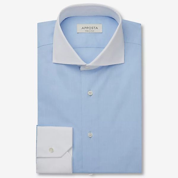 Hemd  einfarbig  hellblau 100% reine baumwolle popeline doppelt gezwirnt gi günstig online kaufen