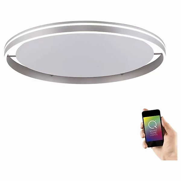 Q-Smart LED Deckenleuchte Q-Vito in Silber tunabe white inkl. Fernbedienung günstig online kaufen