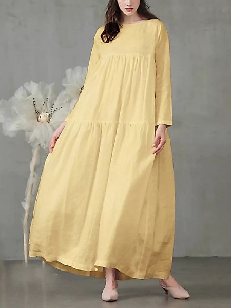 Lässige einfarbige A-Linie lose Langarm Plus Größe Kleid günstig online kaufen