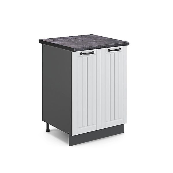 Vicco Küchenunterschrank Fame-Line Weiß Landhaus/Anthrazit 60 cm AP Eiche günstig online kaufen