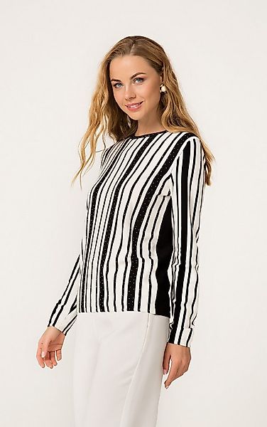Passioni Strickpullover mit Streifen und Strassdetails günstig online kaufen
