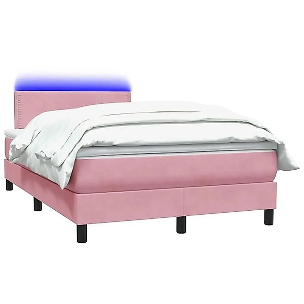 vidaXL Boxspringbett mit Matratze & LED Rosa 120x220 cm Samt 3316832 günstig online kaufen
