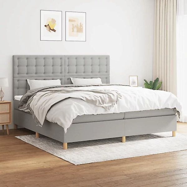 Vidaxl Boxspringbett Mit Matratze Hellgrau 200x200 Cm Stoff günstig online kaufen
