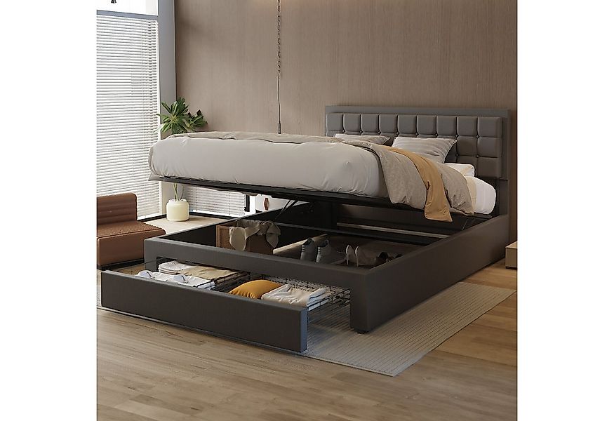 oyajia Polsterbett Doppelbett Polsterbett 140x200cm, Luftdruck anhebbarer S günstig online kaufen