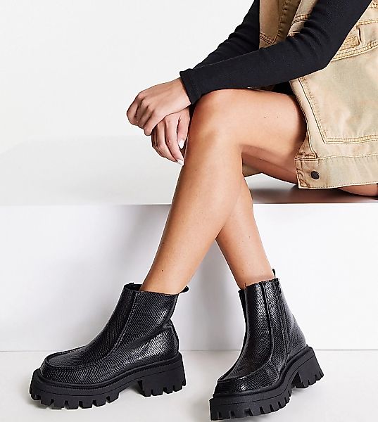ASOS DESIGN Wide Fit – Anaconda – Loafer-Stiefel mit dicker Sohle und Schla günstig online kaufen
