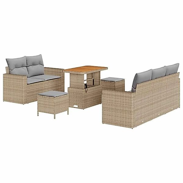 vidaXL Gartensofa-set mit Kissen 8-Tlg Beige und Hellgrau Poly-Rattan 33635 günstig online kaufen