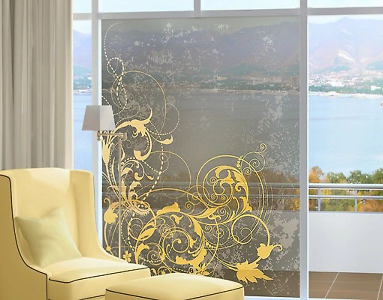 Fensterfolie Schnörkel in Gold und Silber günstig online kaufen