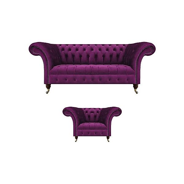 Xlmoebel Chesterfield-Sofa Lila Dreisitzer Chesterfield Sofa Stoff Wohnzimm günstig online kaufen