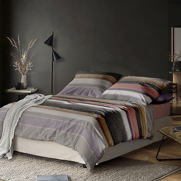 Irisette Biber Bettwäsche Koala 8617-90 Streifen Grau Sand 135x200 günstig online kaufen