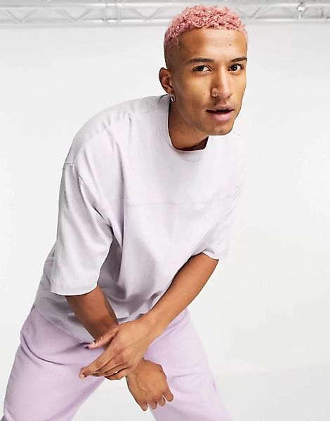 ASOS DESIGN – Oversize-T-Shirt mit Nahtdetail in Flieder-Violett günstig online kaufen