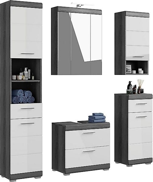 INOSIGN Badmöbel-Set Siena, 5 teilig, inklusive LED Beleuchtung, bestehend günstig online kaufen