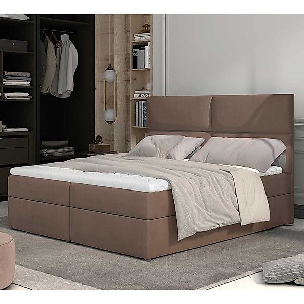 Boxspringbett Stoffbett in Braun aus Samt günstig online kaufen