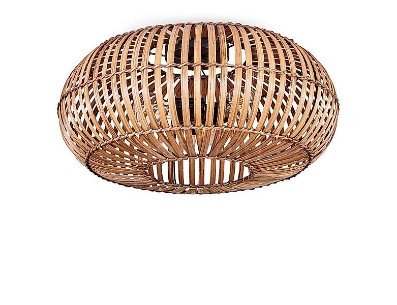 hofstein Deckenleuchte moderne Deckenlampe aus Metall/Bambus in Schwarz/Nat günstig online kaufen