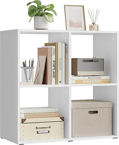 Woltu Bücherregal, weiß, 4 offene Fächer, Würfelregal Standregal klein günstig online kaufen