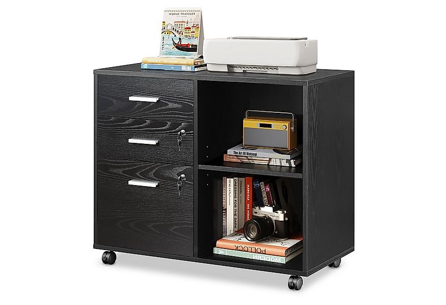 DEVAISE Aktenschrank Rollcontainer mit 3 abschließbaren Schubladen & offene günstig online kaufen