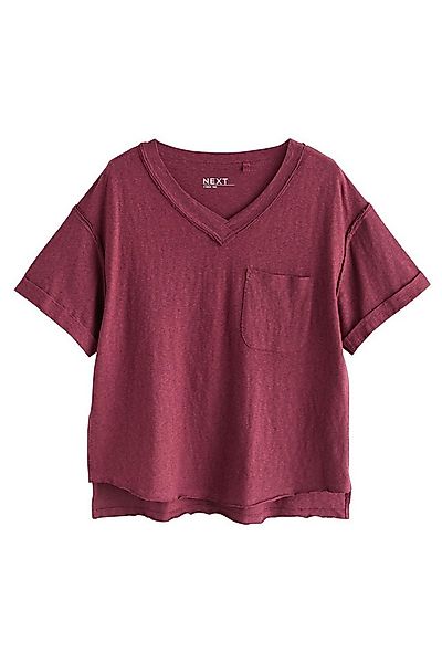 Next V-Shirt Kurzarm-T-Shirt mit V-Ausschnitt und Leinenoptik (1-tlg) günstig online kaufen