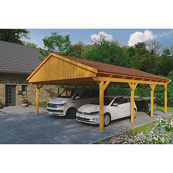 Skanholz Doppelcarport »Fichtelberg« Leimholz, Nordisches Fichtenholz hellb günstig online kaufen