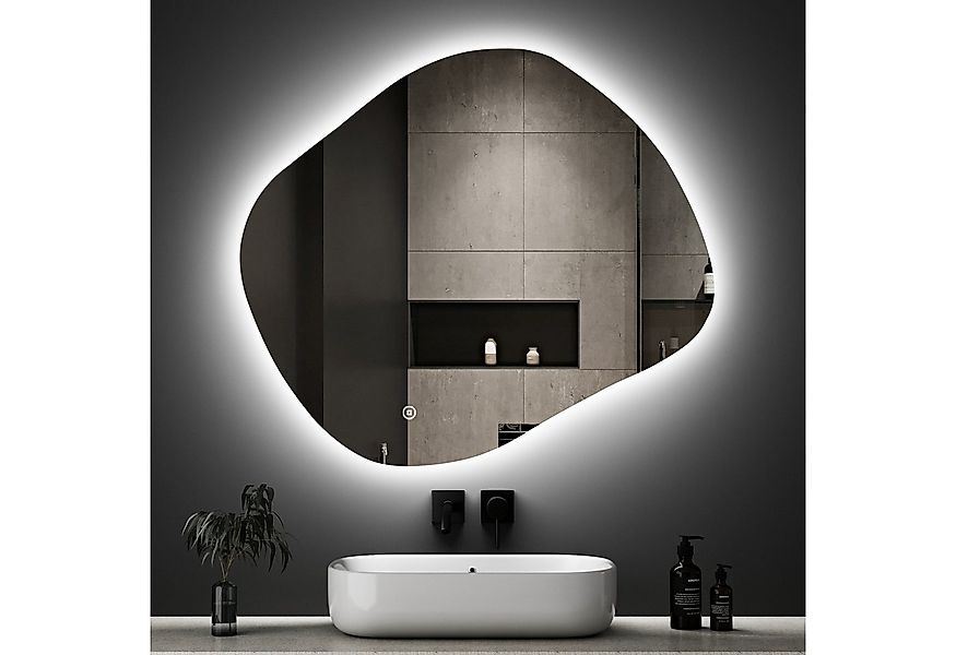 WDWRITTI Badspiegel LED Spiegel Badspiegel mit Beleuchtung Modern Dreifarbi günstig online kaufen