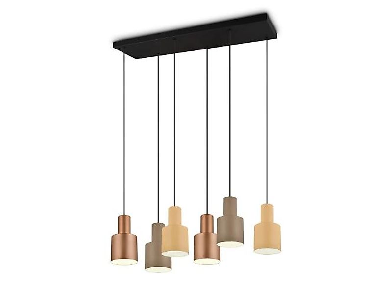 Pendelleuchte 6xE27 Taupe / Beige / Coffee 1 Stück Metall Hellbraun günstig online kaufen