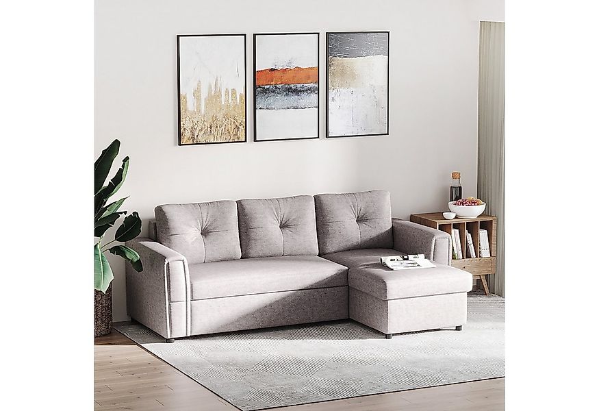 HOMCOM Ecksofa 3 Sitzer Couch, Schlafsofa 1 Teile, Ecksofa mit Stauraum und günstig online kaufen