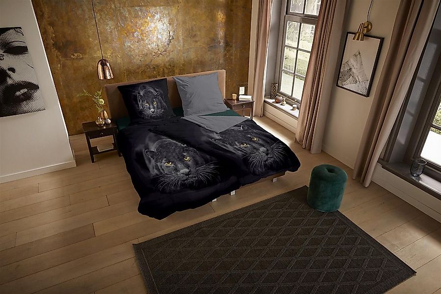 Pure Bettwäsche Renforcé Bettwäsche 135 X 200 cm + 1 x 80 X 80 cm Panter sc günstig online kaufen