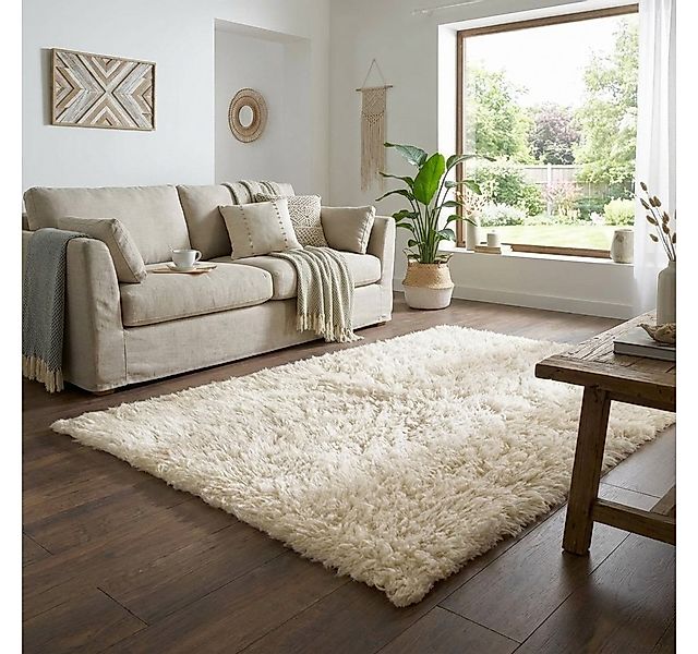 TaCa Home Flokati-Teppich Gewalkter Handweb Woll-Teppich, rechteckig, Höhe: günstig online kaufen