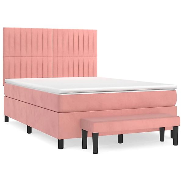 vidaXL Boxspringbett mit Matratze Rosa 140x200 cm Samt1469744 günstig online kaufen