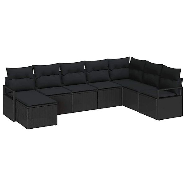 vidaXL Garten-Sofa-Set 8-Tlg Schwarz Poly Rattan 3346503 günstig online kaufen