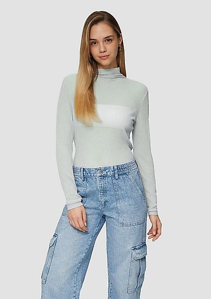 QS Langarmshirt T-Shirt Meshshirt mit Stehkragen günstig online kaufen