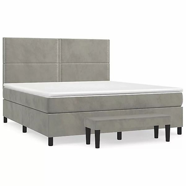 Vidaxl Boxspringbett Mit Matratze Hellgrau 180x200 Cm Samt günstig online kaufen