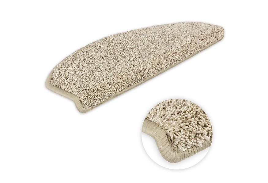Metzker® Stufenmatte Shaggy Stufenmatten Emphoria Halbrund beige 15 Stück, günstig online kaufen