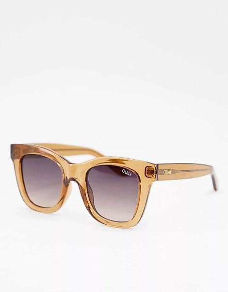 Quay – After Hours – Eckige Damen-Sonnenbrille in Braun günstig online kaufen